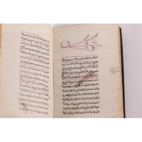 246 - A Persian leather-bound volume relating to astronomy and geometry of the planets, possibly late Qaja... 