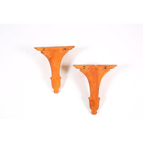 259 - A pair of giltwood wall brackets of classical style, of volute fanned form with demi-lune plinths ab... 