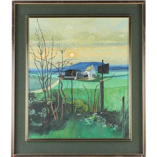 27 - † Richard Slater (b.1927), a farm in a landscape, oil on board, signed to lower right corner, 59 cms... 