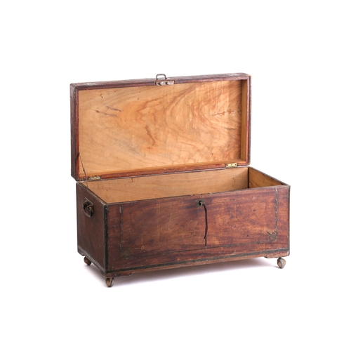 271 - A brass bound camphor wood campaign chest,19th-century, with inlaid brass entablature to the hinged ... 