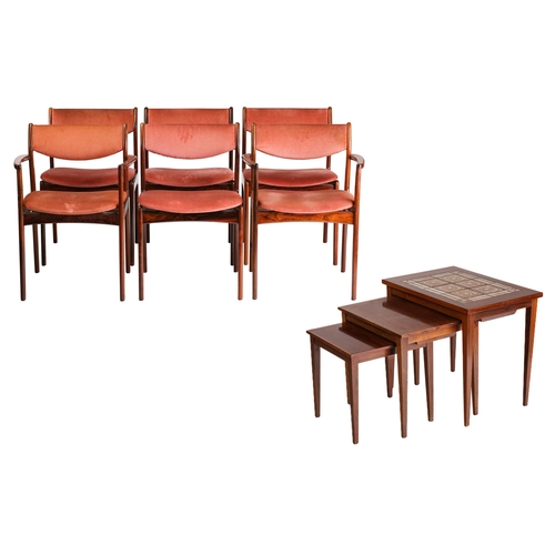 273 - A set of six 1970s rosewood dining chairs, approx. 47 cm wide x 80 cm high, accompanied by CITES Cer... 