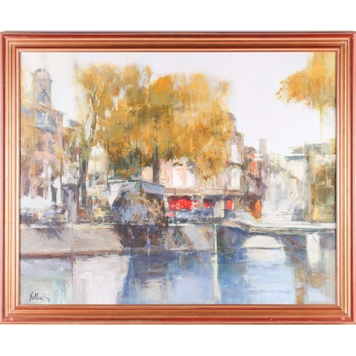 29 - Francesc Sillue (b.1936), a Canal scene, oil on canvas, signed and dated '78, 59 cms by 75 cms in a ... 