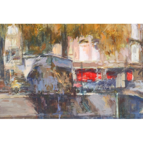 29 - Francesc Sillue (b.1936), a Canal scene, oil on canvas, signed and dated '78, 59 cms by 75 cms in a ... 