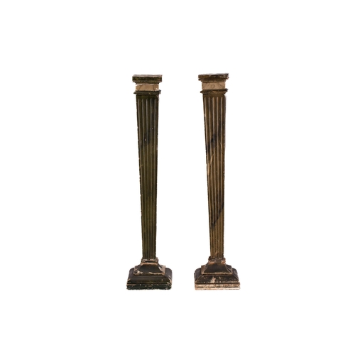 290 - A pair of wooden painted faux marble square section tapering architectural pedestals, early 20th cen... 