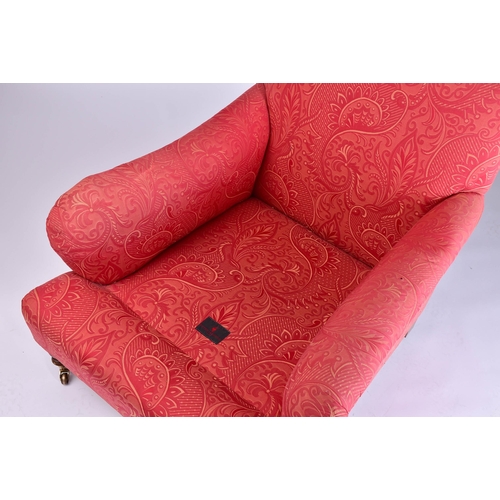 291 - A Peter Dudgeon scroll arm deep-seated easy chair with red 