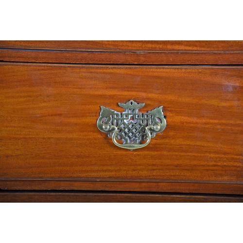 292 - A George III mahogany chest on chest, with carved frieze and brass furniture, two short over six lon... 