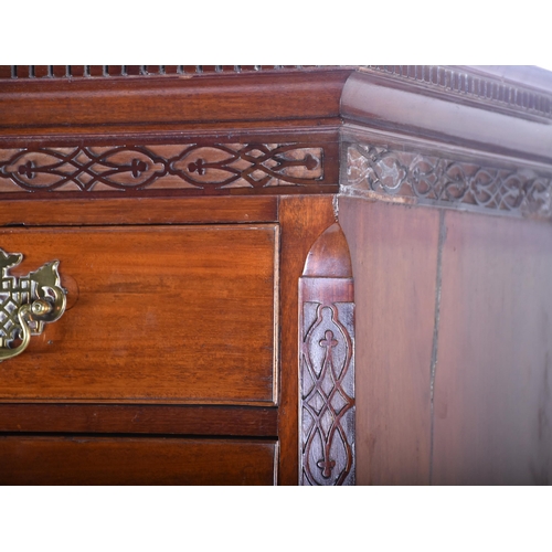 292 - A George III mahogany chest on chest, with carved frieze and brass furniture, two short over six lon... 