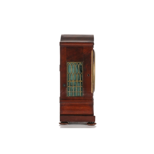 327 - John Hagger Allis, Bristol, a Victorian mahogany cased twin fusee, 8-day mantle clock. white painted... 