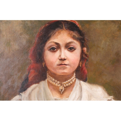 33 - 19th century Continental school, a portrait of a young woman, unsigned oil on canvas, 59 cm x 48.5 c... 