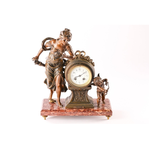 330 - A French 8-day figural mantle clock, early 20th, century, depicting the disarming of Cupid after L &... 