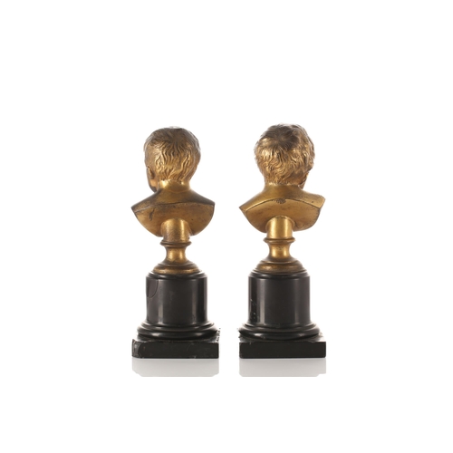 339 - A pair of 19th century French ormolu bronze bust studies of infants in the 