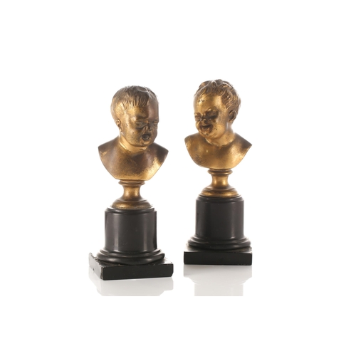 339 - A pair of 19th century French ormolu bronze bust studies of infants in the 