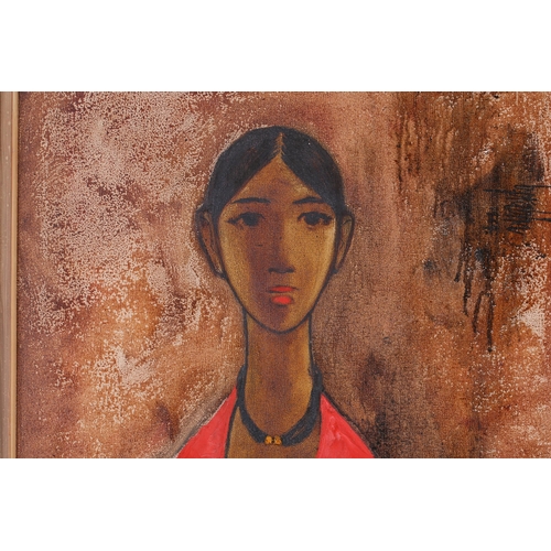 35 - B Prabha (1933-2001) Indian, half-length portrait of a woman, oil on canvas, signed and dated 1964, ... 