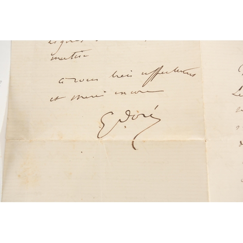 353 - Gustave Dore, a signed handwritten letter thanking a recipient only referred to as 