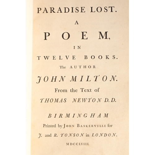 355 - Milton, John: Paradise Lost. A Poem in Twelve Books, (London, John Baskerville, 1758) together with ... 