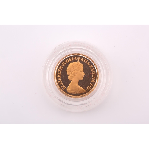 380 - A Queen Elizabeth Proof Half Sovereign, 1980, in capsule with a presentation case and certificate.