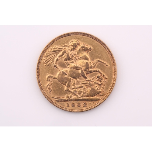 405 - An Edward VII sovereign, dated 1908.