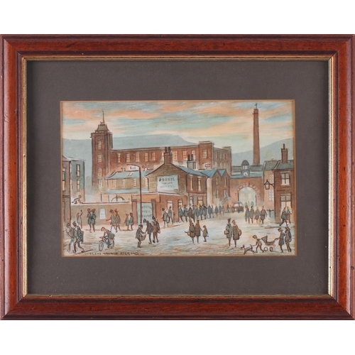 41 - Lloyd George Higgins (1912-1980), Northern industrial town street scene, watercolour and ink, signed... 