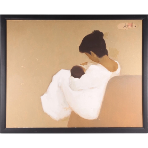 44 - Than Binh Nguyen (b.1954) Vietnamese, Mother & Child, oil on canvas, signed and dated '99, 74.5 cm x... 