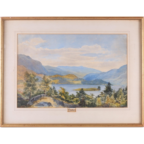 46 - Manner of William Gershom Collingwood (1854-1932), 'Grasmere', unsigned watercolour, 32 cm x 48 cm f... 