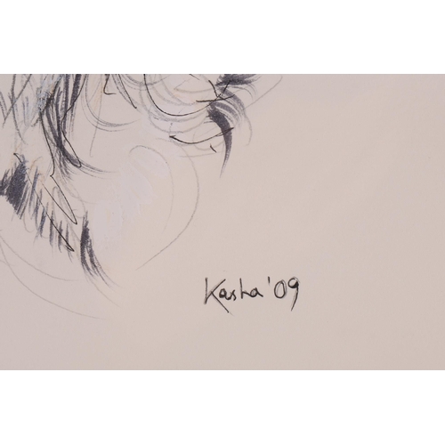 5 - Kasha (Leigh?), a portrait study of a cocker spaniel, watercolour and heightened in Chinese white, d... 