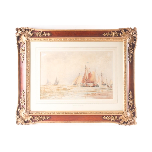 51 - Thomas Bush Hardy (1842-1897), a coastal seascape with boats, watercolour, 32.5 cm x 50 cm framed an... 