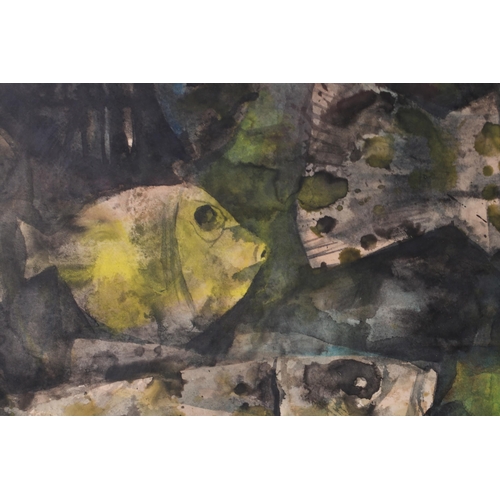 53 - Attributed to Vicente Silva Manansala (1910-1981) Philippines, untitled abstract study of fish, wate... 