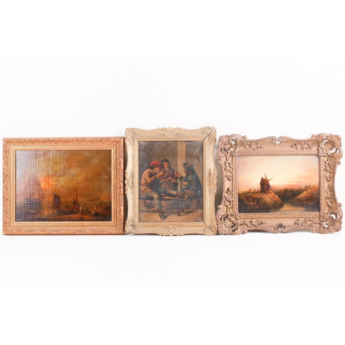 64 - 18th century school and later, a group of decorative oils, various subjects, all unsigned, the large... 