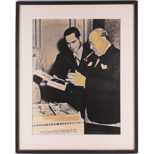 75 - Of Winston Churchill/ Cigar interest. A vintage silver gelatin black and white photograph of Sir Win... 