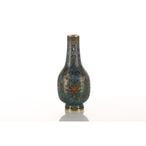 96 - A small Chinese cloisonne enamel mallet shaped vase, Qing, possibly Daoguang period, decorated with ... 