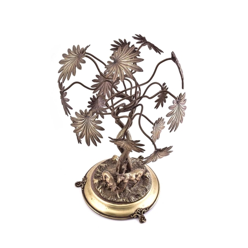 540 - A large silver plated table centrepiece, 19th century, modelled as a stag and doe before two large e... 