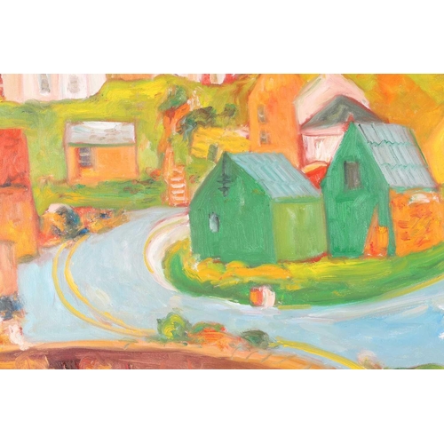 1 - † John Bellany (1942-2013), Houses, acrylic on canvas, signed to lower right corner, 61 cm x 76 cm.P... 