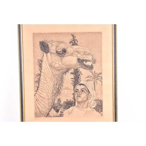 105 - Eduard Wiiralt (1898-1954) Estonian, Berber girl with camel, 1940, soft ground etching, signed and i... 