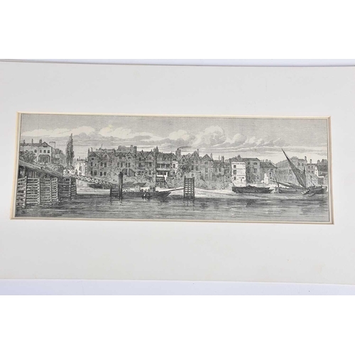 106 - A collection of six unframed monochrome engravings, all depicting the river at Chelsea, to include C... 