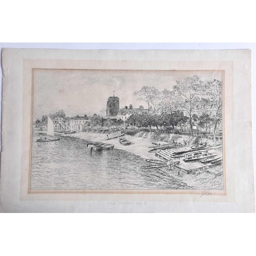 106 - A collection of six unframed monochrome engravings, all depicting the river at Chelsea, to include C... 