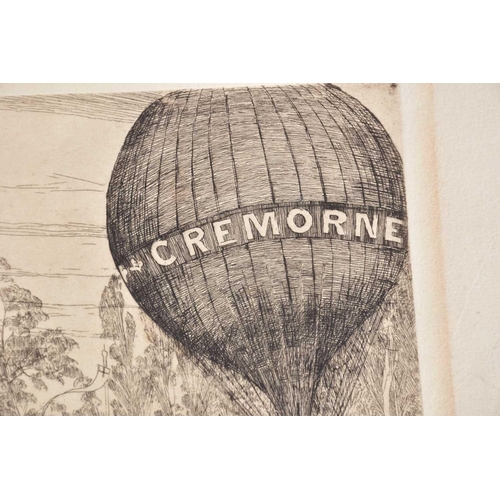 110 - Walter Greaves (1846-1930), 'Cremorne Hot Air Balloon', etching, signed in the plate and also in pen... 