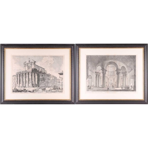 111 - After Giovanni Battista Piranesi (1720-1778), two etchings, 'Veduta del Tempio di Antonio e Faustina... 