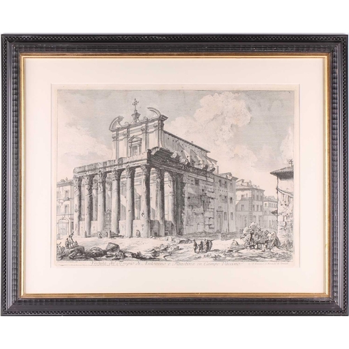 111 - After Giovanni Battista Piranesi (1720-1778), two etchings, 'Veduta del Tempio di Antonio e Faustina... 