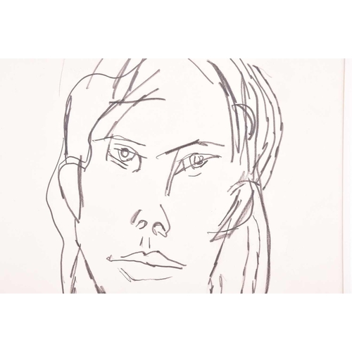 119 - † Keith Vaughan (1912-1977), portrait, ink on paper, initialled 'KV', 25.5 cm x 19 cm framed and gla... 