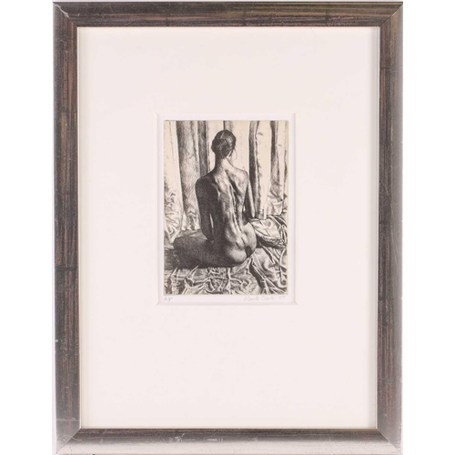 128 - † Mark Clark (b.1959), Seated Female Nude (back view), artist proof print, pencil signed and dated '... 