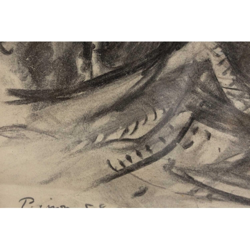 148 - † Edouard Pignon (1905-1993) French, 'Battage', charcoal on paper, signed and dated '58, 47.5 cm x 6... 