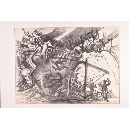 148 - † Edouard Pignon (1905-1993) French, 'Battage', charcoal on paper, signed and dated '58, 47.5 cm x 6... 