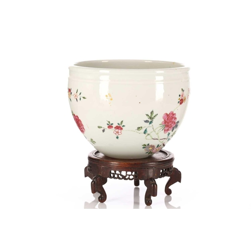 174 - A Chinese Yongzheng style famille rose jardiniere, painted with two Fenghuang, with rockwork, tree p... 