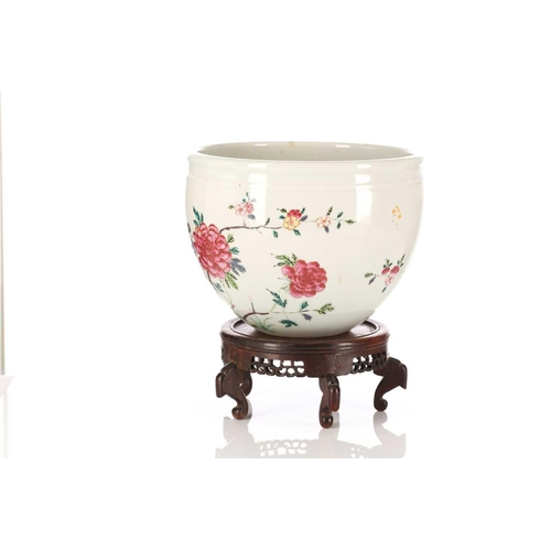 174 - A Chinese Yongzheng style famille rose jardiniere, painted with two Fenghuang, with rockwork, tree p... 