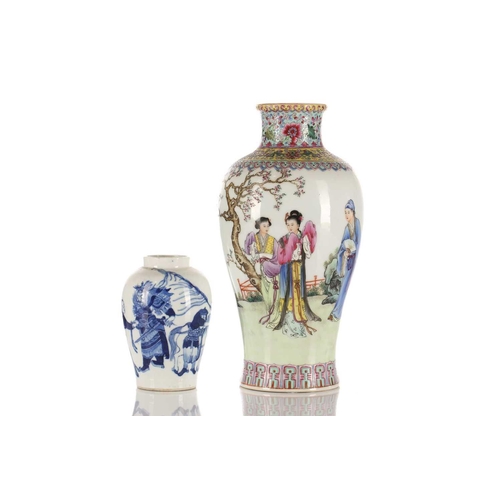 184 - A Chinese porcelain vase, mid to third quarter of the 20th century, the neck and shoulder painted wi... 