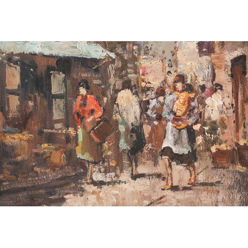 24 - C Musso, 20th century, an Italian street scene, oil on panel, signed to lower right corner, 28.5 cm ... 