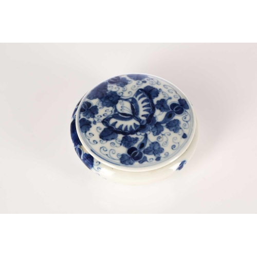 259 - A Chinese porcelain seal wax pot and cover, of circular form, the cover painted with a butterfly amo... 