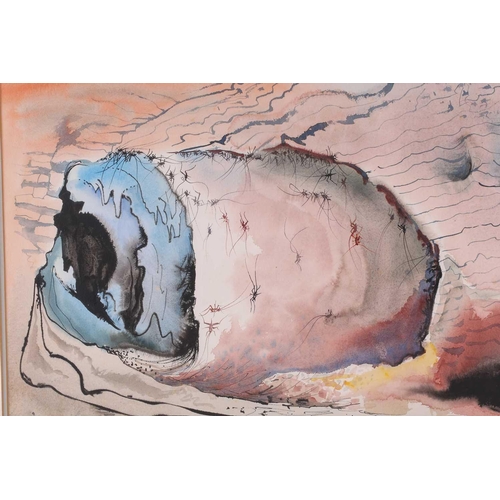 26 - Dennis Knight-Turner (1924-2011) New Zealand, abstract cave entrance, with spiders, watercolour, sig... 