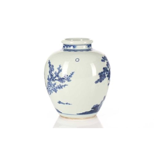 288 - A Chinese blue & white porcelain vase, painted with the three friends of winter Pine, Prunus and bam... 