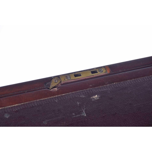 302 - A 19th-century brass-bound mahogany campaign style writing slope, with fitted a removable book rest ... 